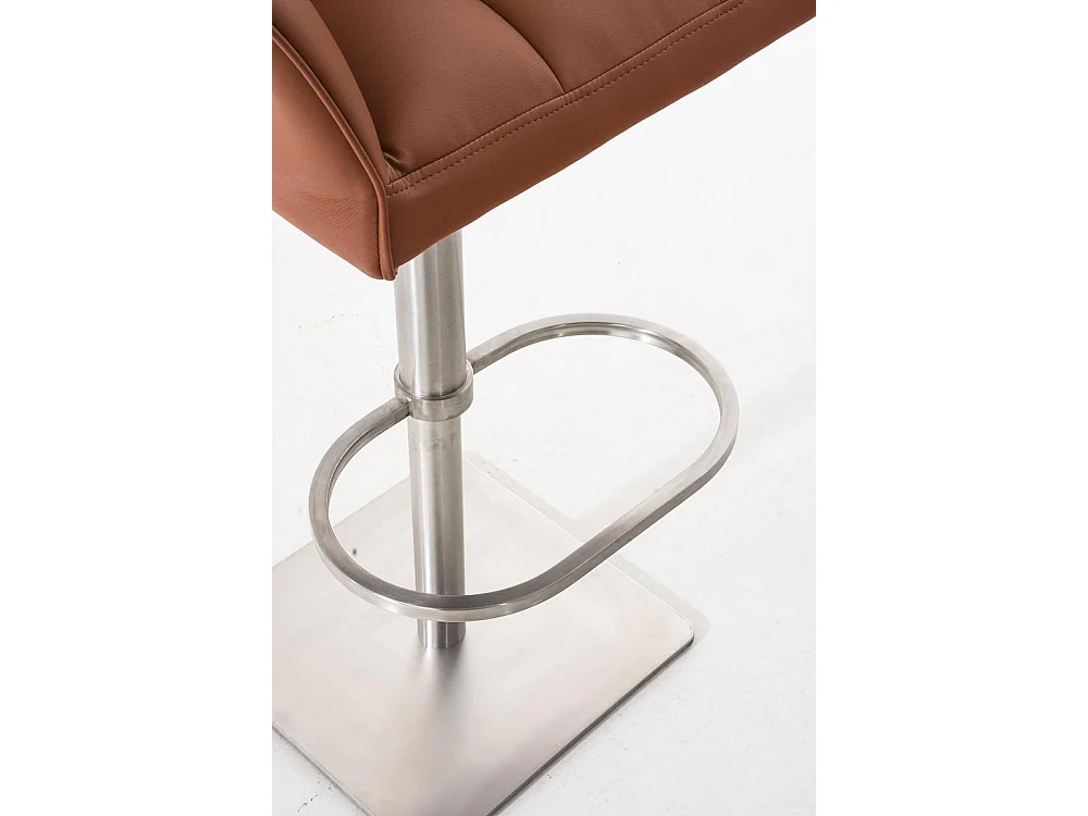 Lot de 2  Tabouret de bar - Similicuir & Acier inoxydable - Marron clair - Damaso