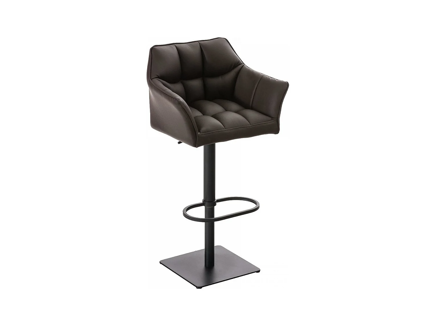 Tabouret de bar - Similicuir & Noir - Marron - Damaso
