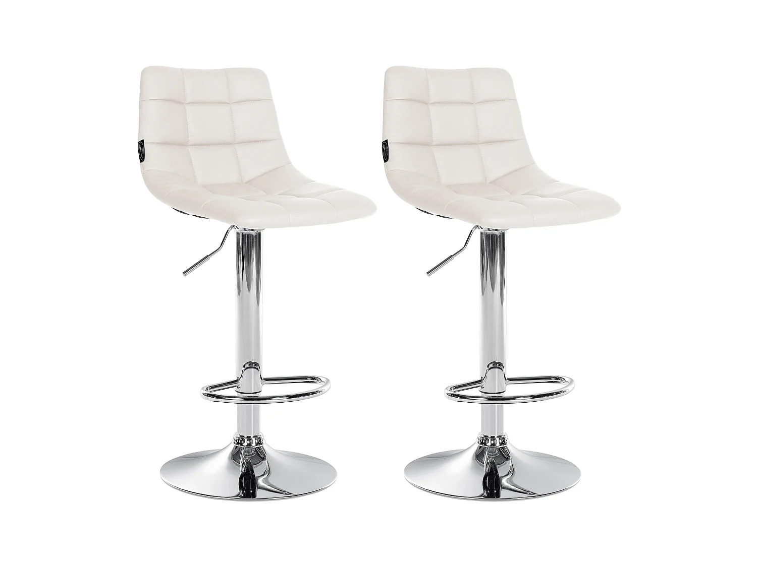 Lot de 2 Tabourets de bar - Similicuir & Métal - Blanc - Jerry