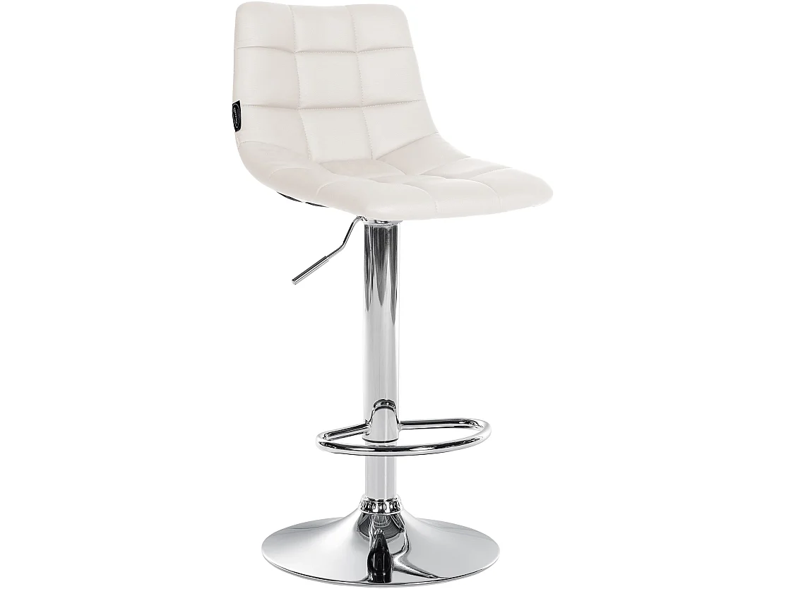 Lot de 2 Tabourets de bar - Similicuir & Métal - Blanc - Jerry