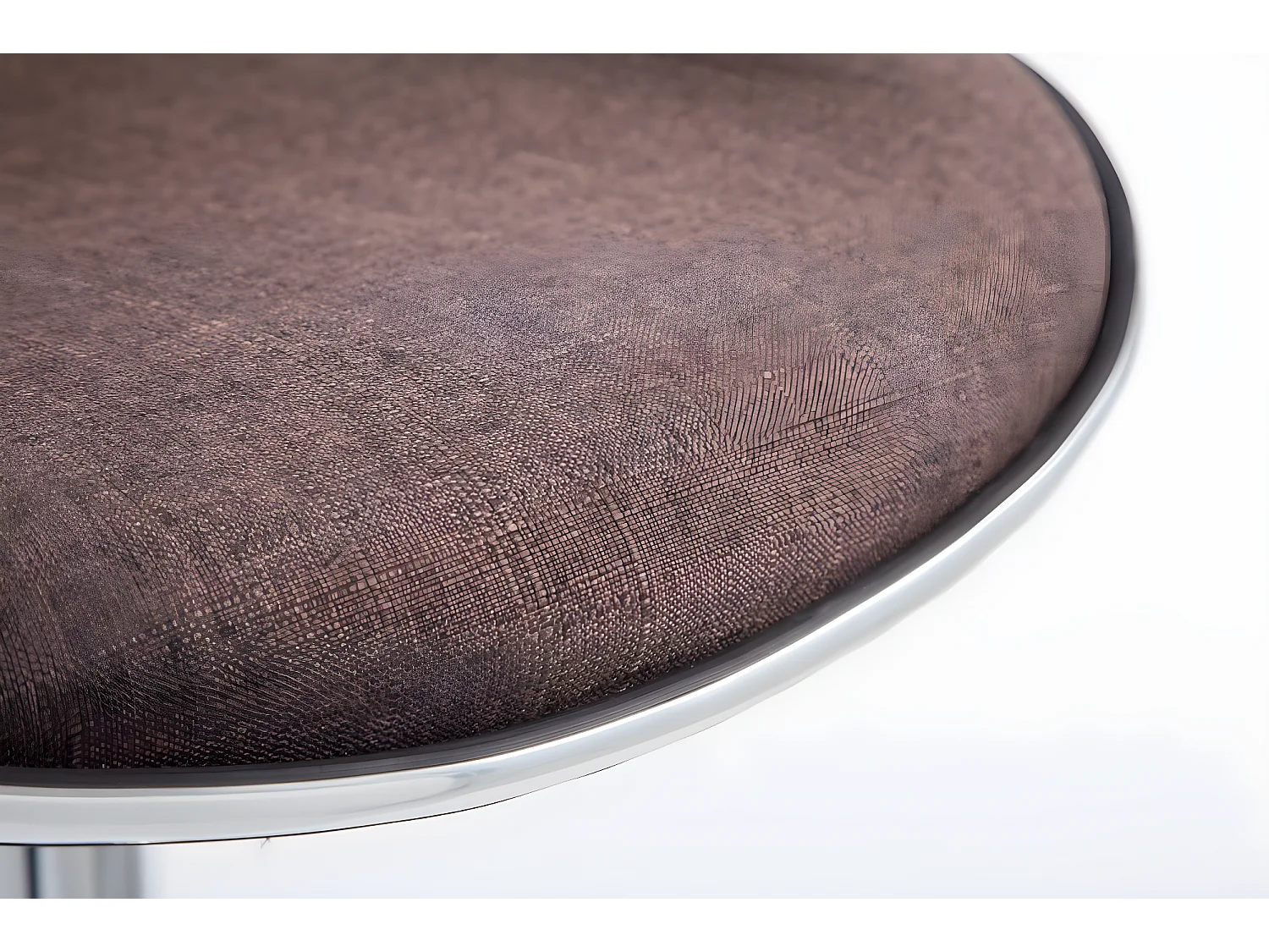 Lot de 2 Tabourets de bar - Tissu & Métal chromé - Marron - Las Vegas V2