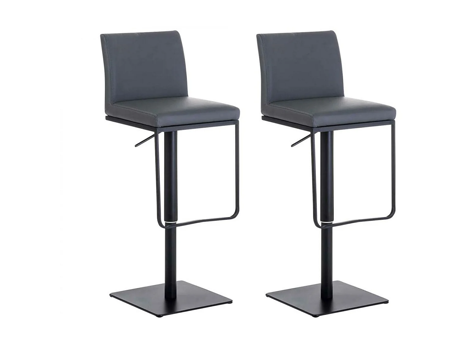 Lot de 2  Tabouret de bar - Similicuir & Noir - Gris - Panama