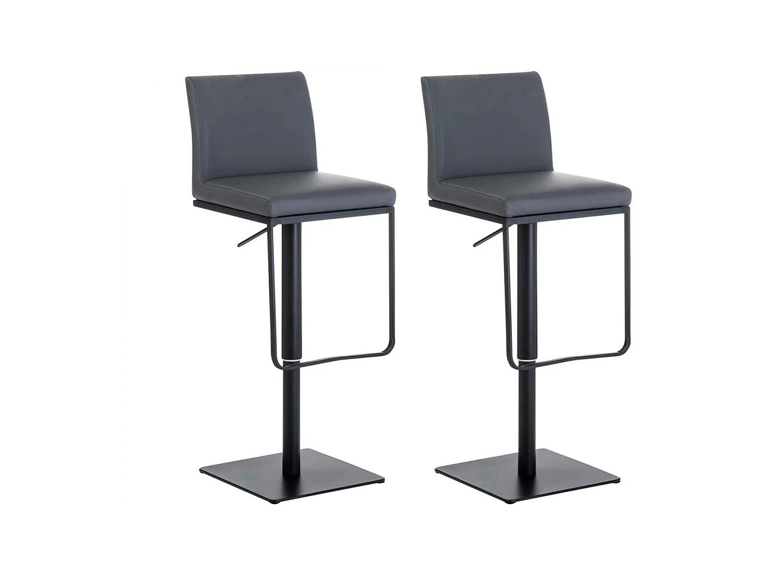 Lot de 2  Tabouret de bar - Similicuir & Noir - Gris - Panama