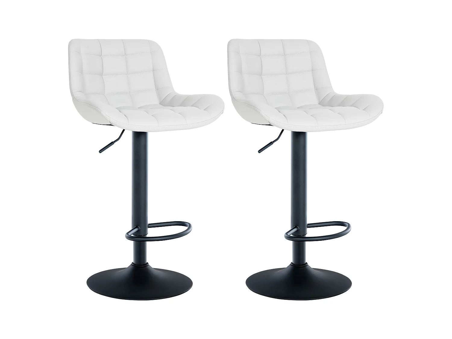 Lot de 2  Tabouret de bar - Similicuir - Blanc - Tover