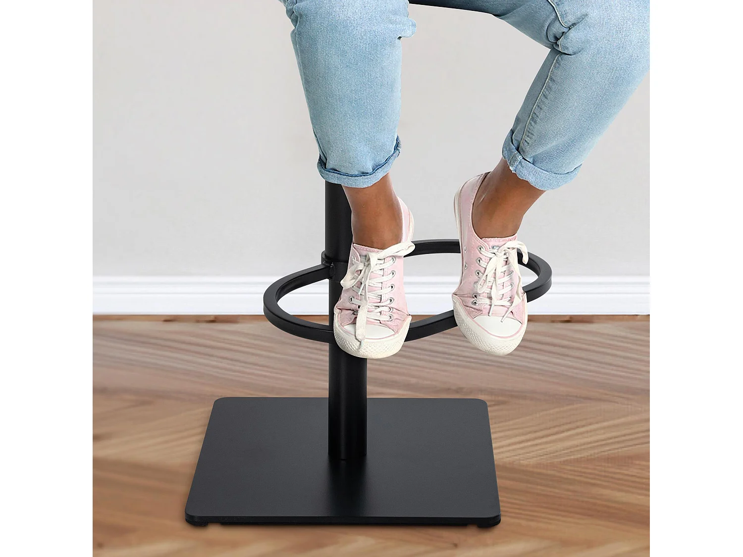 Lot de 2  Tabouret de bar - Tissu & Noir - Gris - Damaso