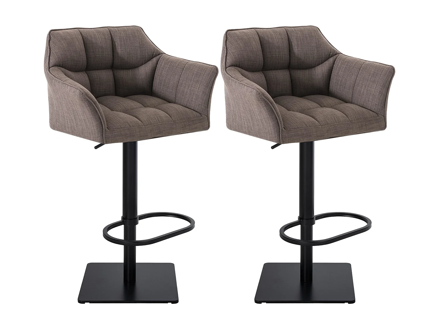 2er Set Barhocker - Stoff & schwarz - grau - Damaso