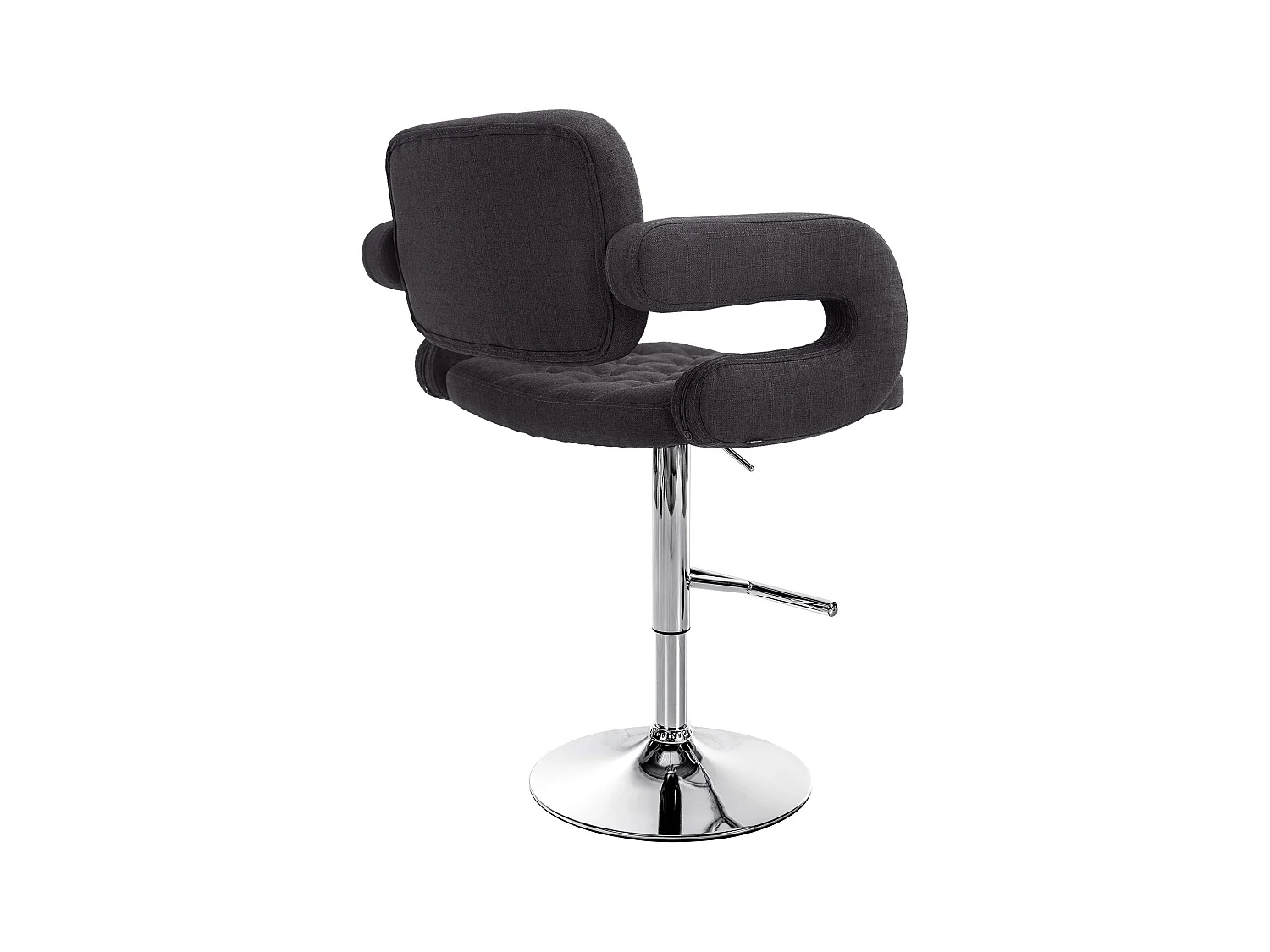 Lot de 2  Tabouret de bar - Tissu & Métal chromé - Noir - Dublin