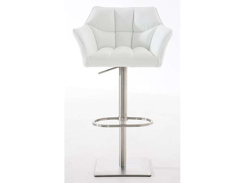 Lot de 2  Tabouret de bar - Similicuir & Acier inoxydable - Blanc - Damaso