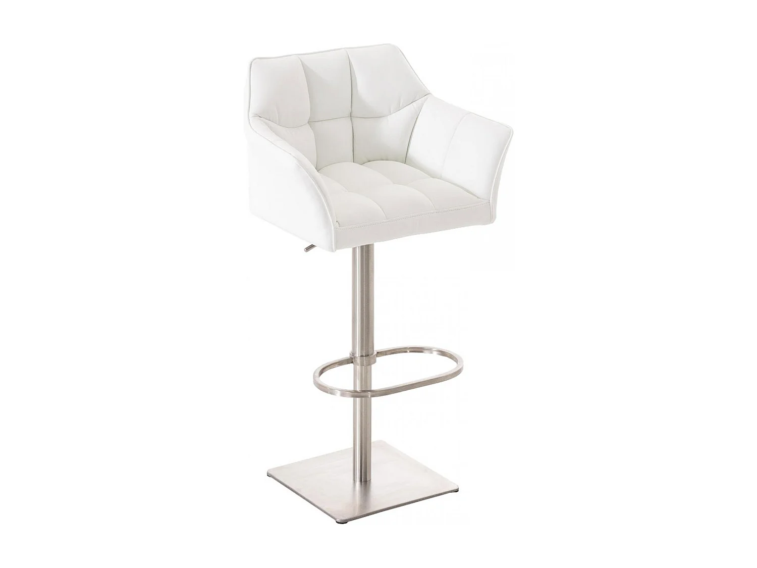Lot de 2  Tabouret de bar - Similicuir & Acier inoxydable - Blanc - Damaso