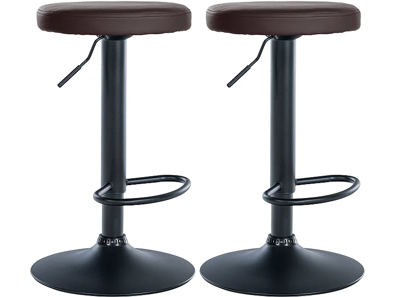 Lot de 2 Tabourets de bar - Similicuir & Métal - Marron - Ponte