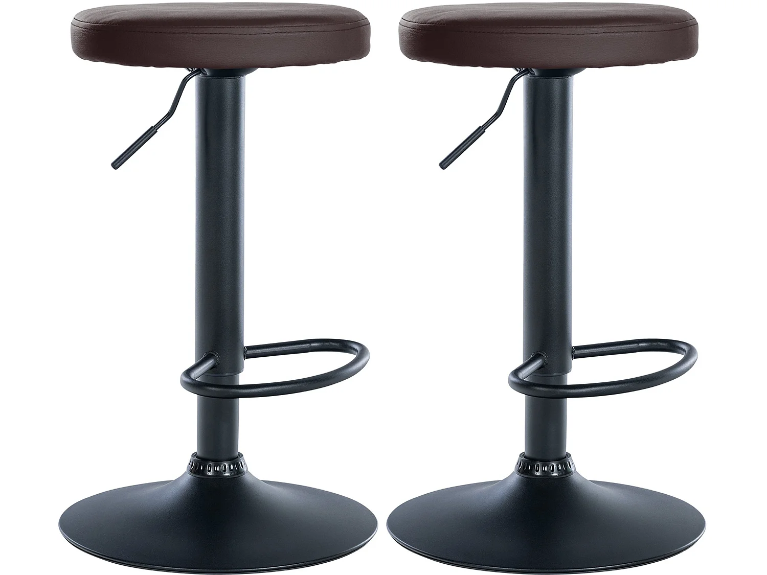 Lot de 2 Tabourets de bar - Similicuir & Métal - Marron - Ponte