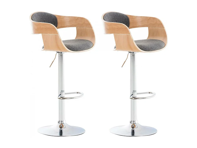 2er Set Barhocker - Stoff - natura/hellgrau - Kingston
