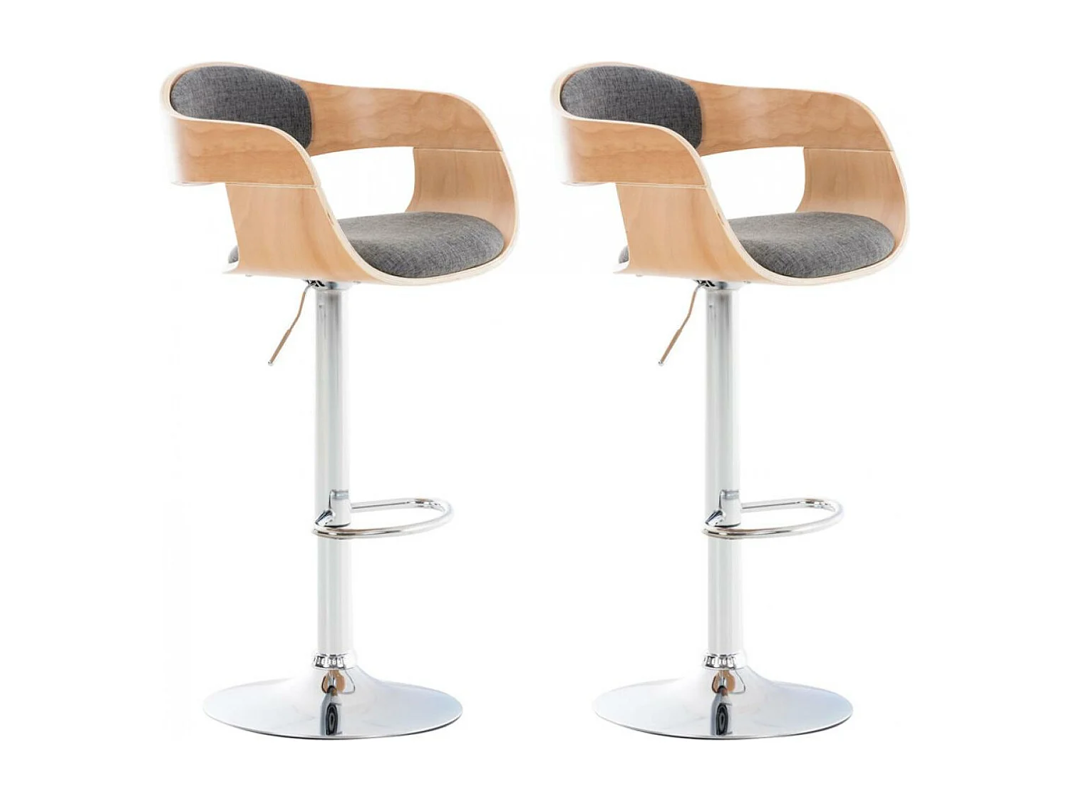 Set van 2  Barkruk - Stof - natura/licht grijs - Kingston