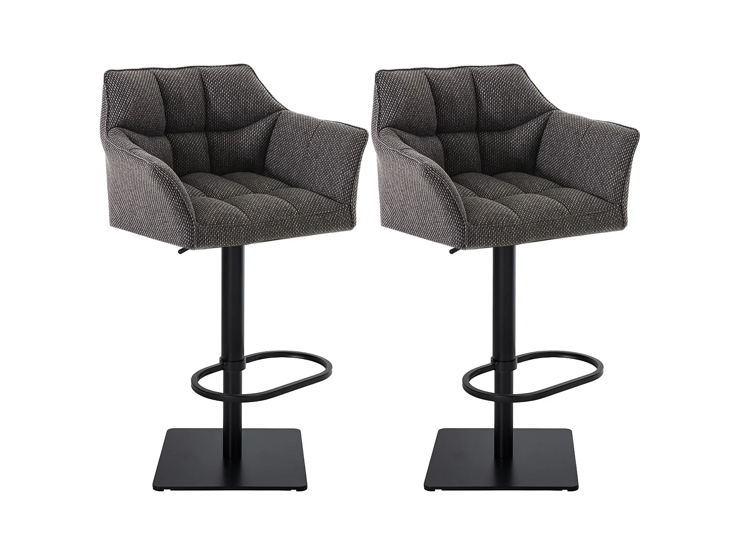 Lot de 2  Tabouret de bar - Tissu & Noir - Gris titane - Damaso