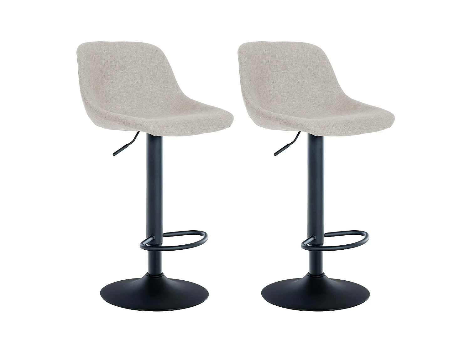 Lot de 2  Tabouret de bar - Tissu - Crème - Loft