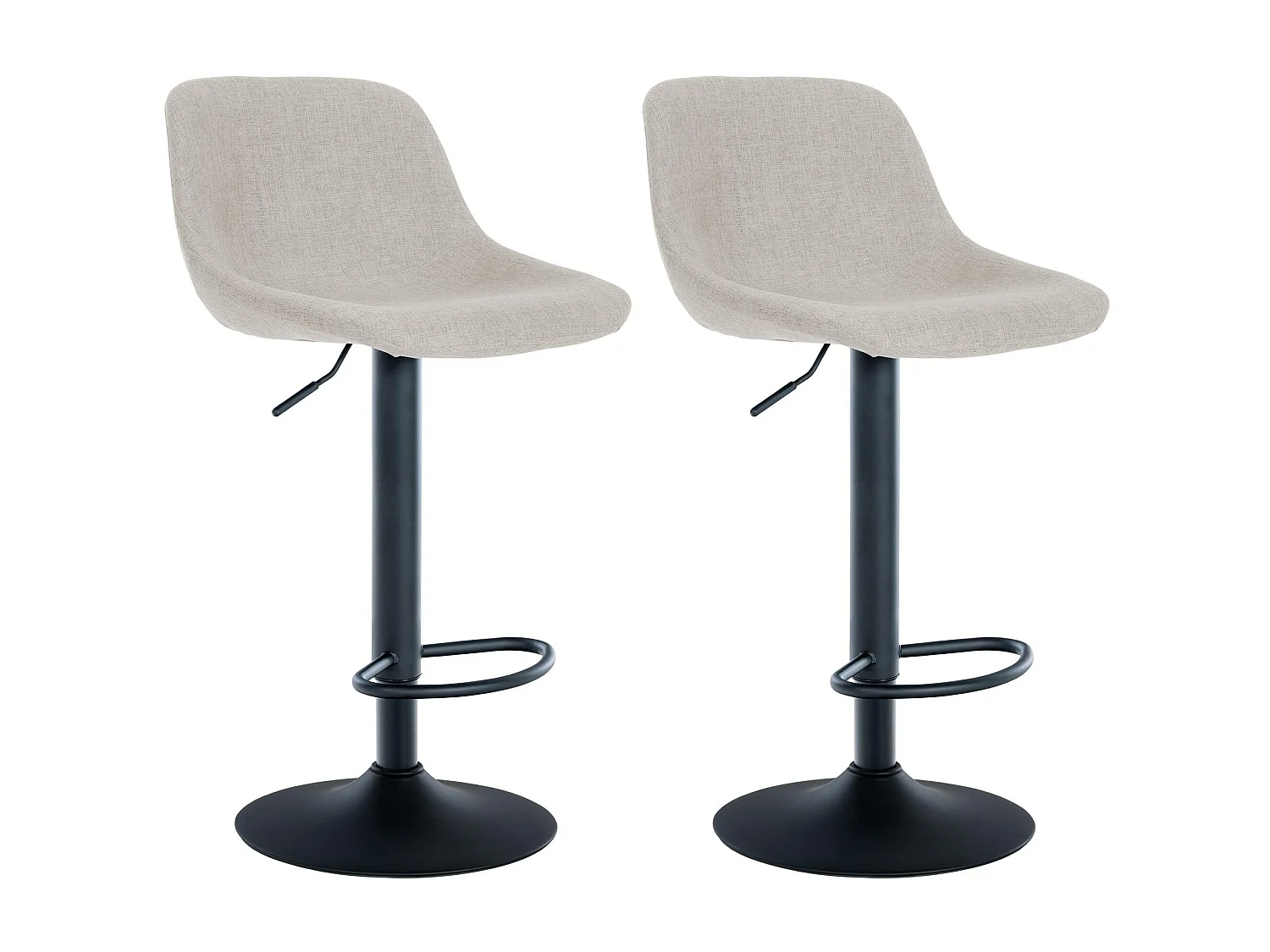 Lot de 2  Tabouret de bar - Tissu - Crème - Loft