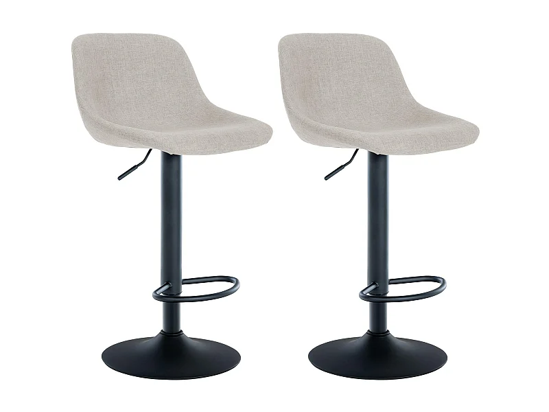 Lot de 2  Tabouret de bar - Tissu - Crème - Loft
