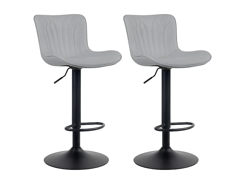 2er Set Barhocker - Kunstleder - grau - Linus
