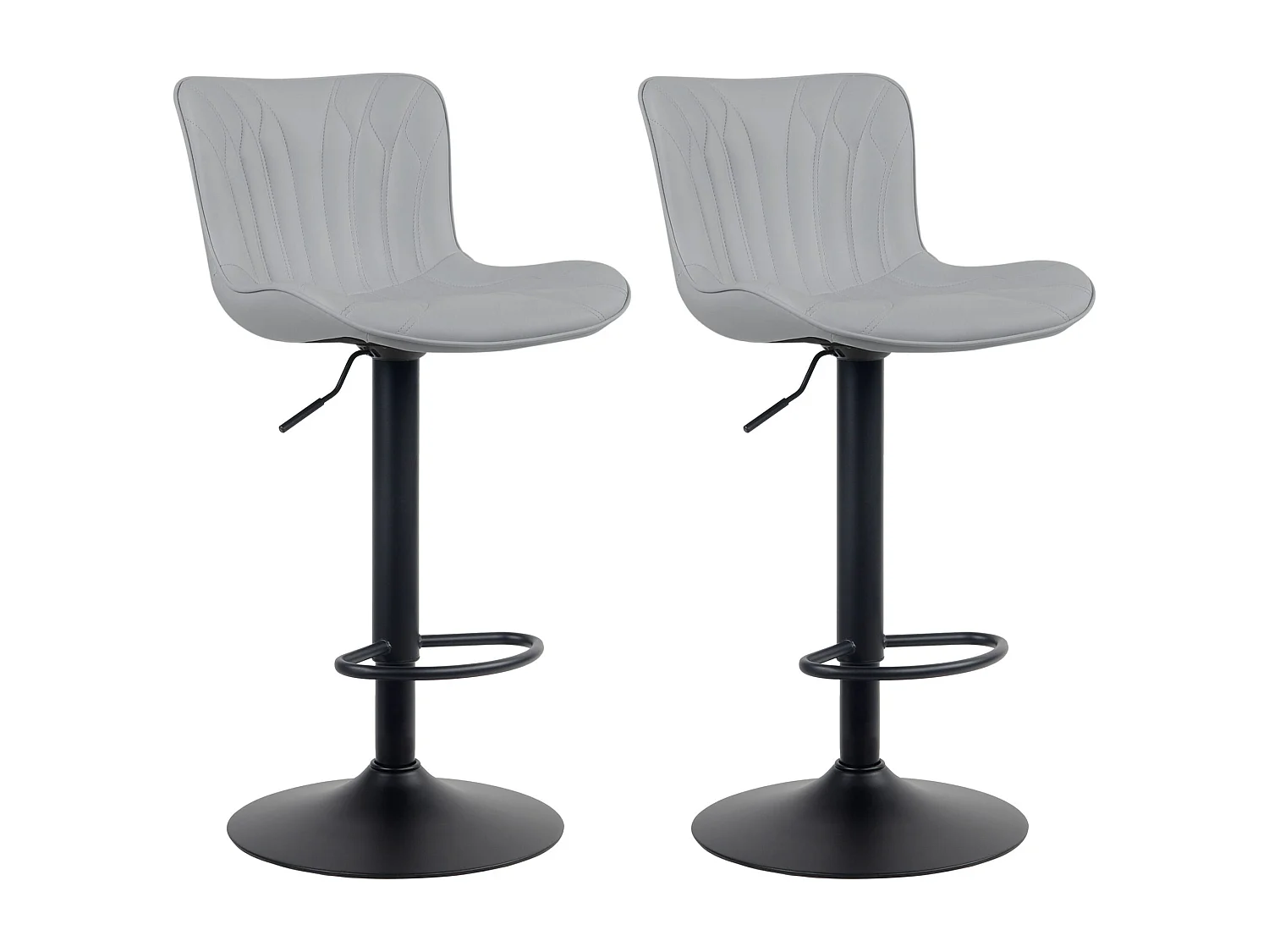 2er Set Barhocker - Kunstleder - grau - Linus