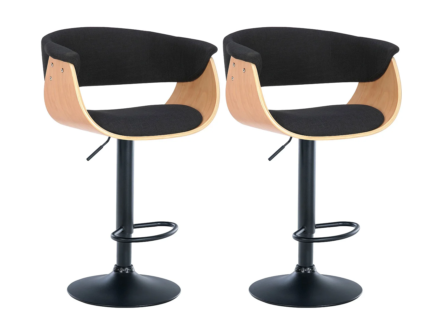 Lot de 2  Tabouret de bar - Tissu - Nature / Noir - Vestal