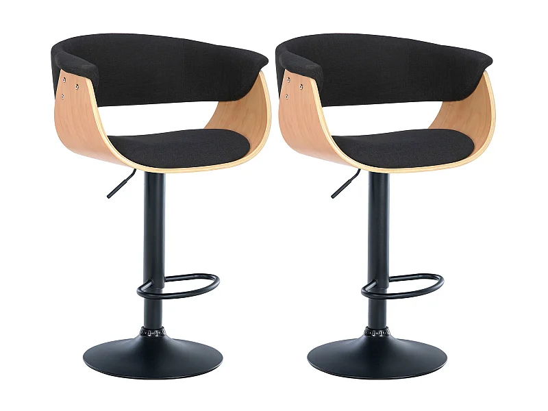 Lot de 2  Tabouret de bar - Tissu - Nature / Noir - Vestal
