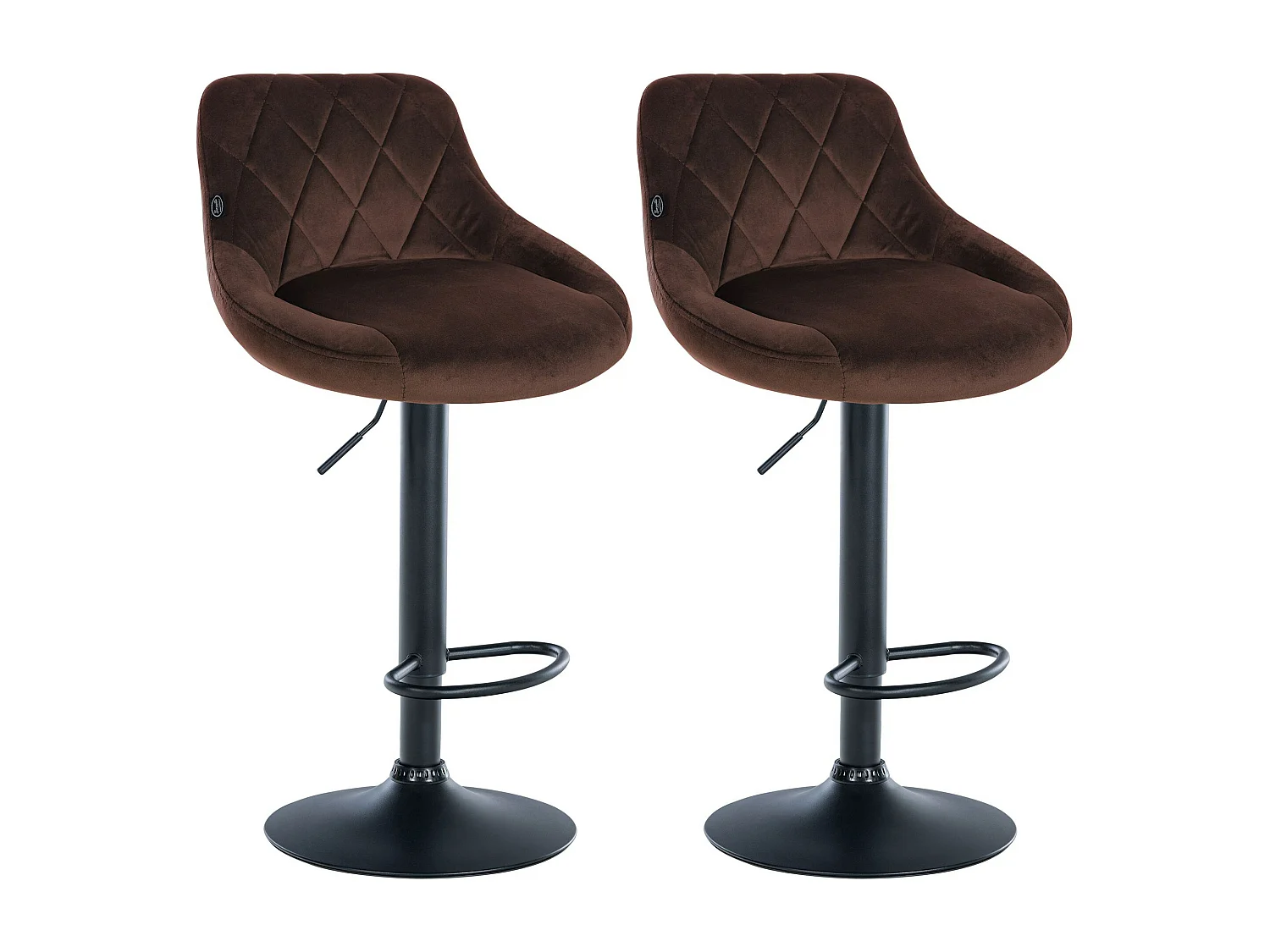 Lot de 2 Tabourets de bar - Velours & Métal - Marron - Lazio