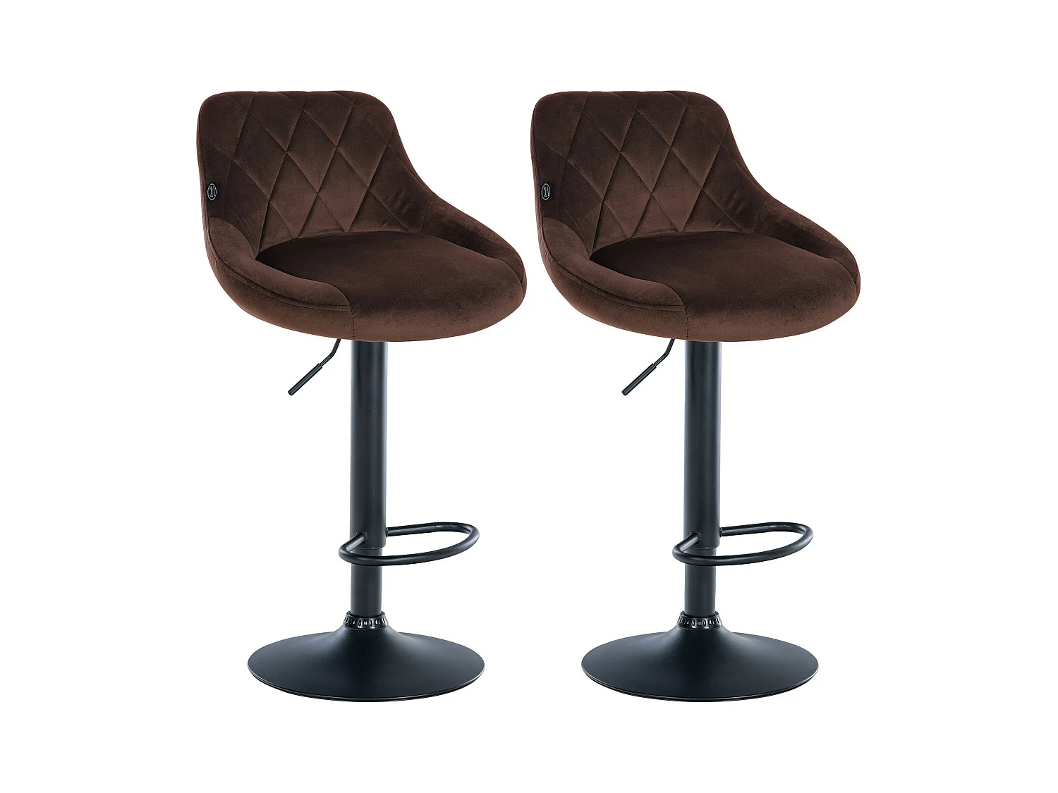 Lot de 2 Tabourets de bar - Velours & Métal - Marron - Lazio