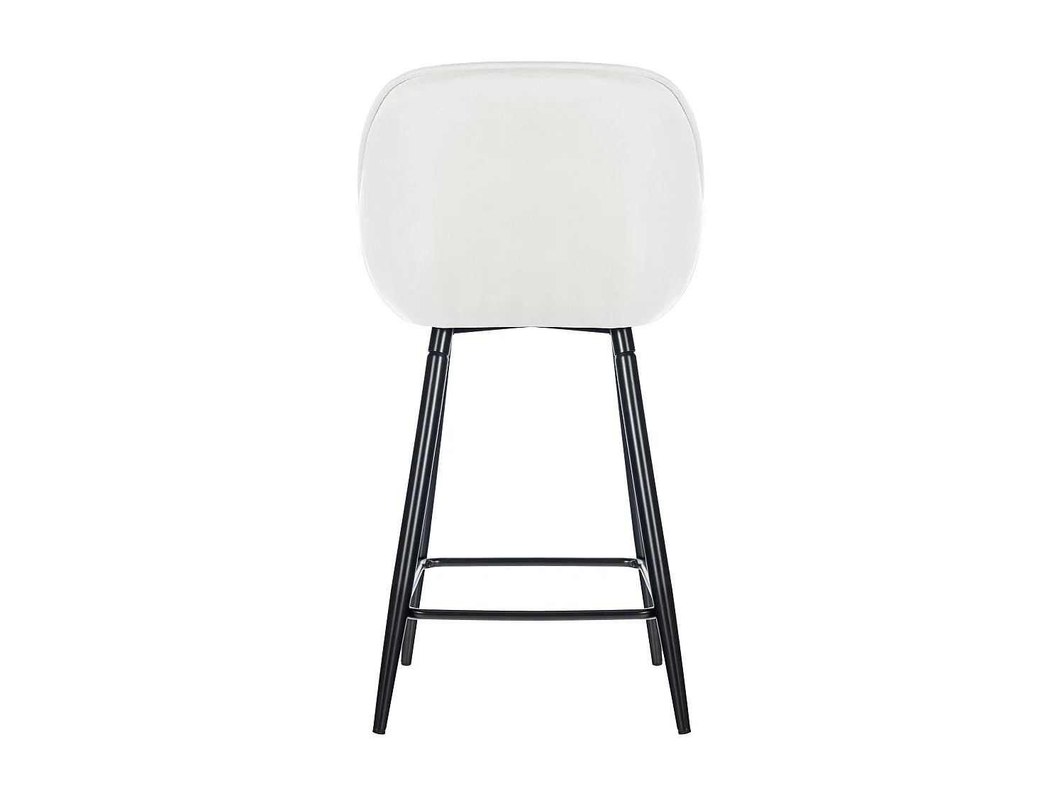 Set De 2 Taburete de bar - Terciopelo & Metal negro mate - Blanco crema - Gibson 76