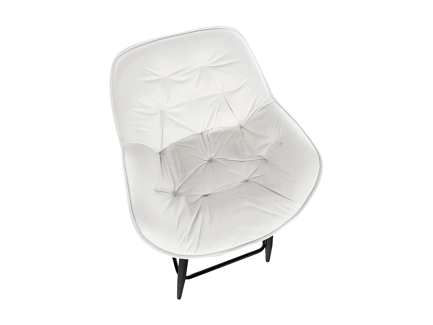 Lot de 2 Tabourets de bar - Velours & Métal noir mat - Blanc crème - Gibson 76