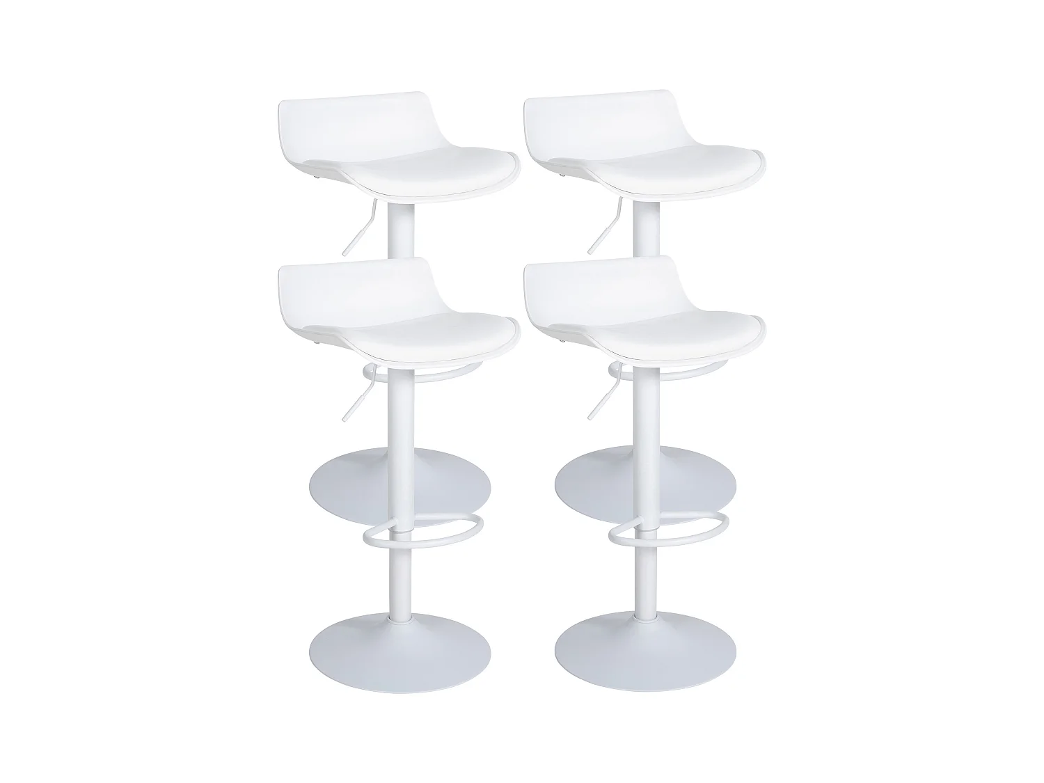 Lot de 4  Tabouret de bar - Similicuir - Blanc - Aveiro