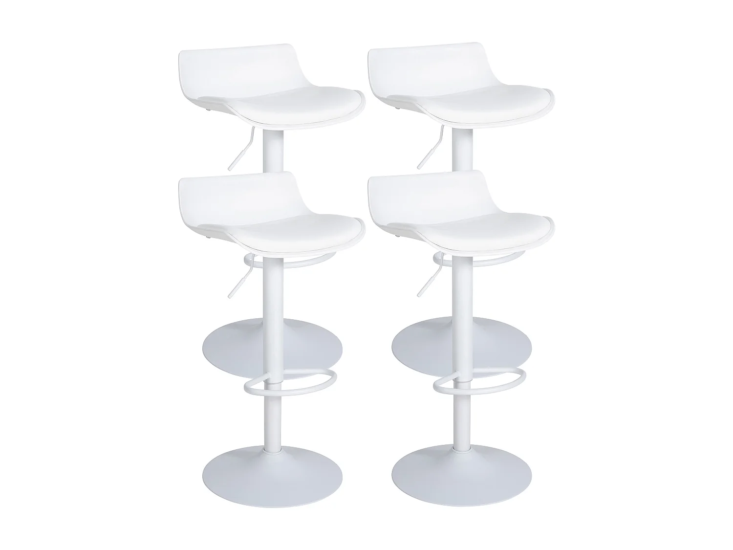 Lot de 4  Tabouret de bar - Similicuir - Blanc - Aveiro