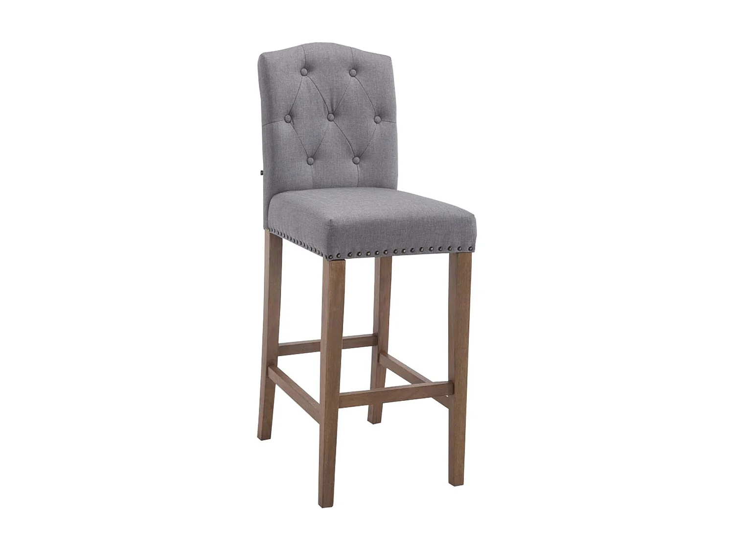 Tabouret de bar - Tissu & Bois - Gris clair - Louise