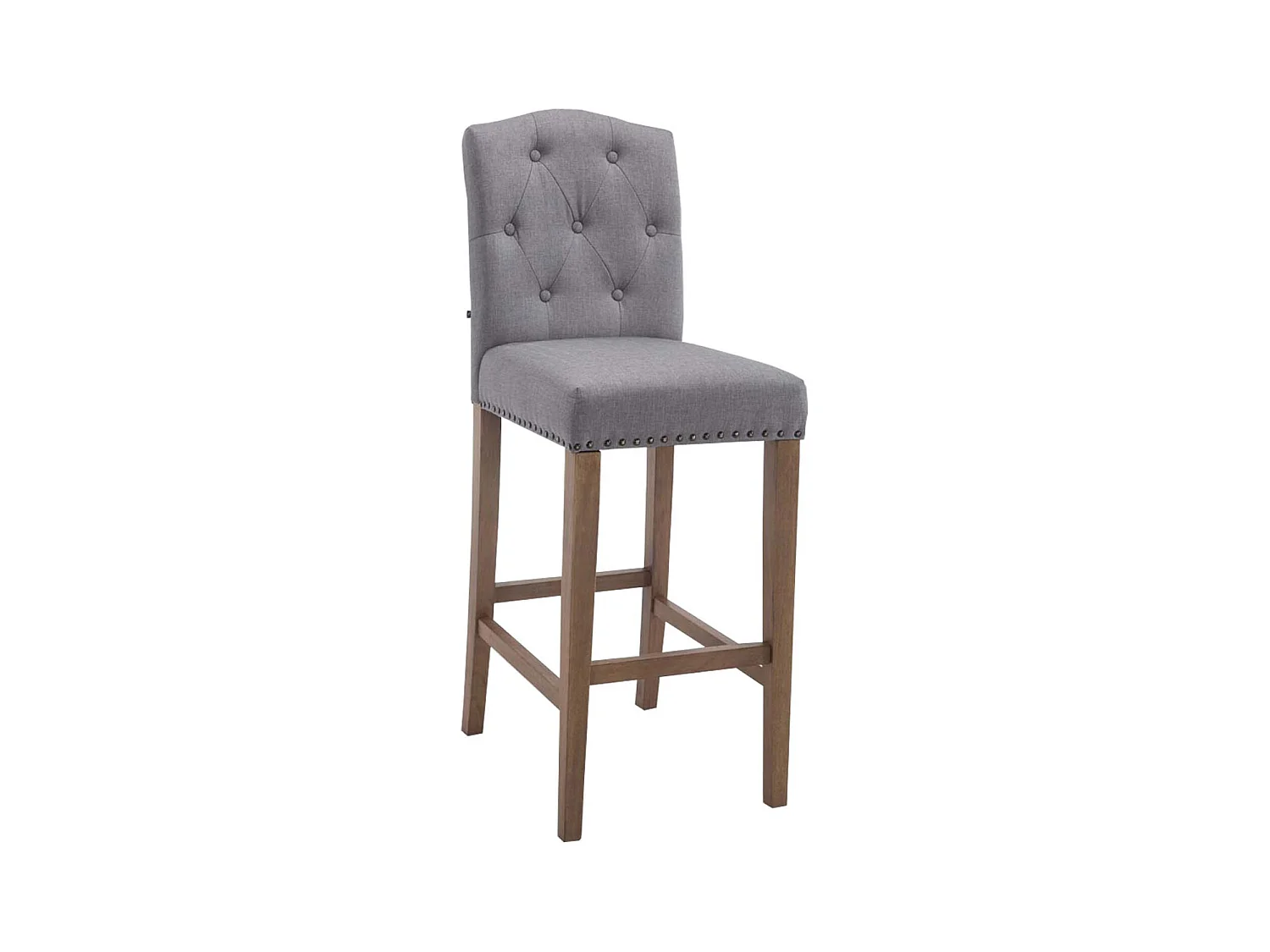 Tabouret de bar - Tissu & Bois - Gris clair - Louise
