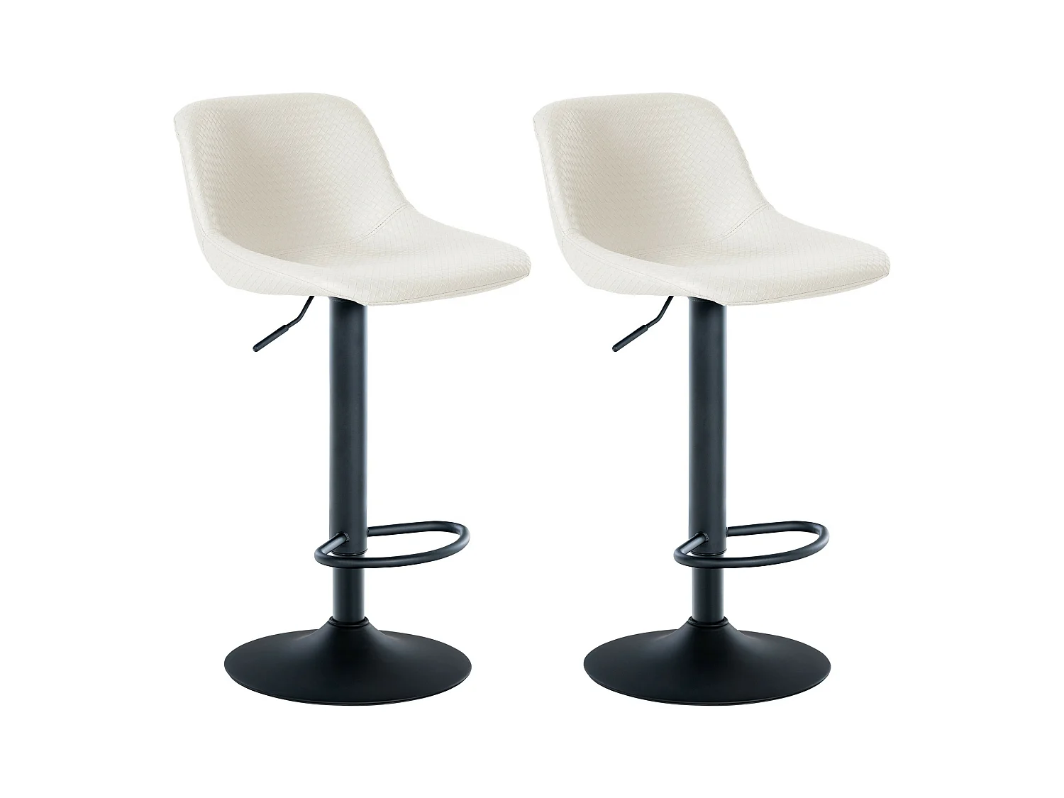 Lot de 2  Tabouret de bar - Similicuir - Crème - Loft