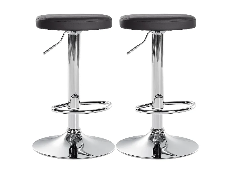 Lot de 2 Tabourets de bar - Similicuir & Métal - Noir - Ponte