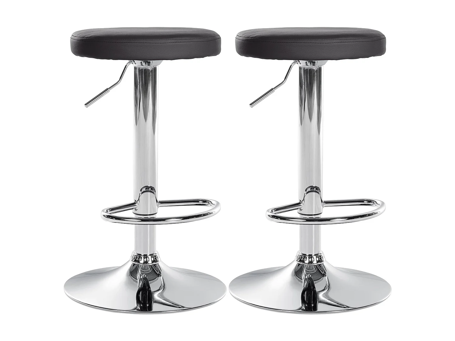 Lot de 2 Tabourets de bar - Similicuir & Métal - Noir - Ponte