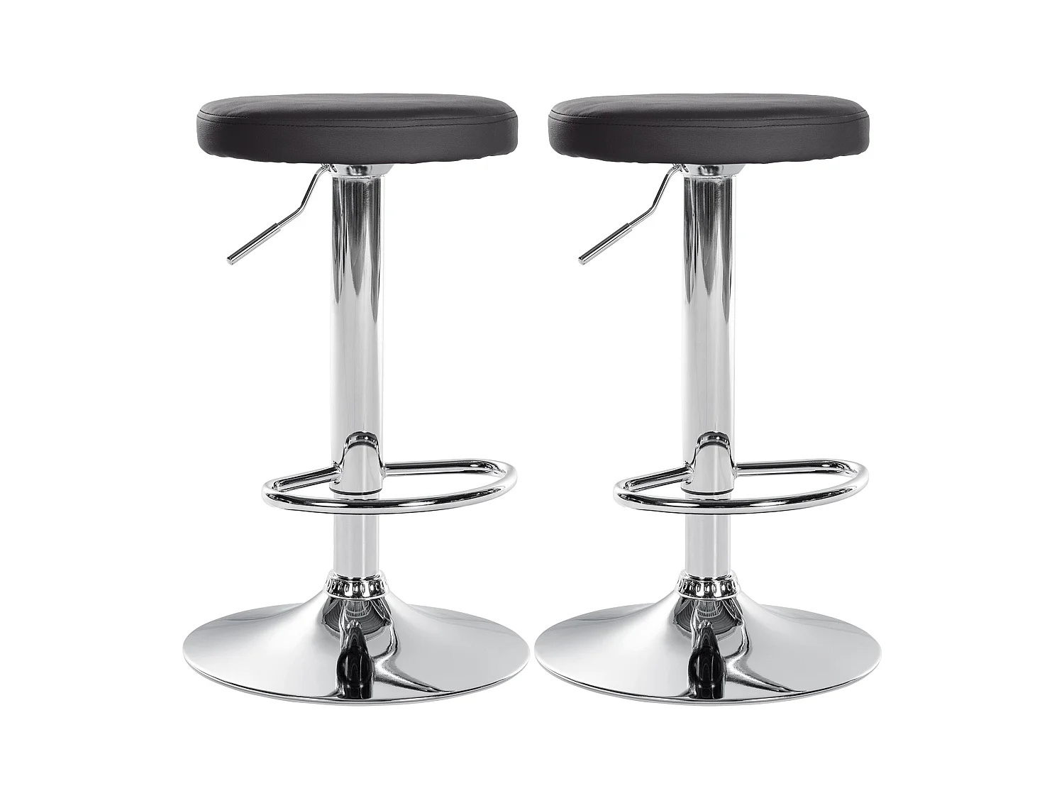 Lot de 2 Tabourets de bar - Similicuir & Métal - Noir - Ponte