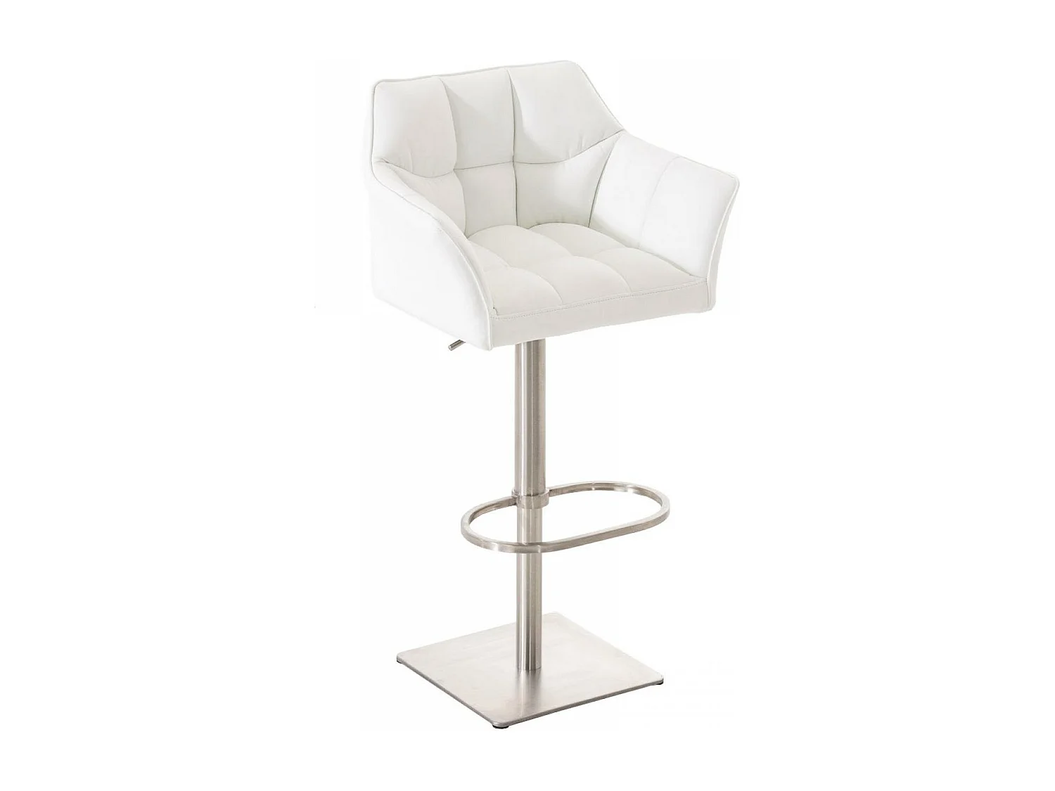 Tabouret de bar - Similicuir & Acier inoxydable - Blanc - Damaso