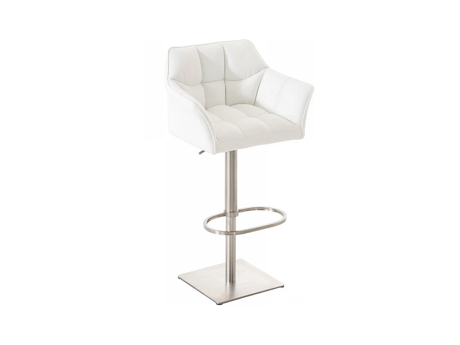Tabouret de bar - Similicuir & Acier inoxydable - Blanc - Damaso