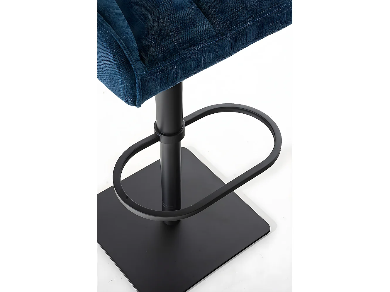 Lot de 2  Tabouret de bar - Tissu & Noir - Bleu - Damaso
