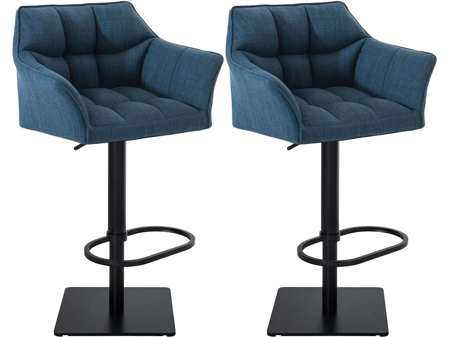 2er Set Barhocker - Stoff & schwarz - blau - Damaso