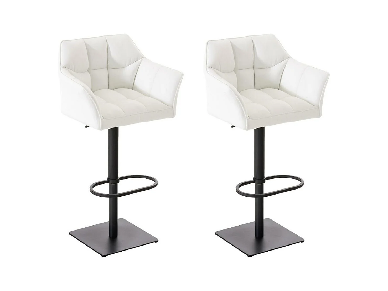 Lot de 2  Tabouret de bar - Similicuir & Noir - Blanc - Damaso