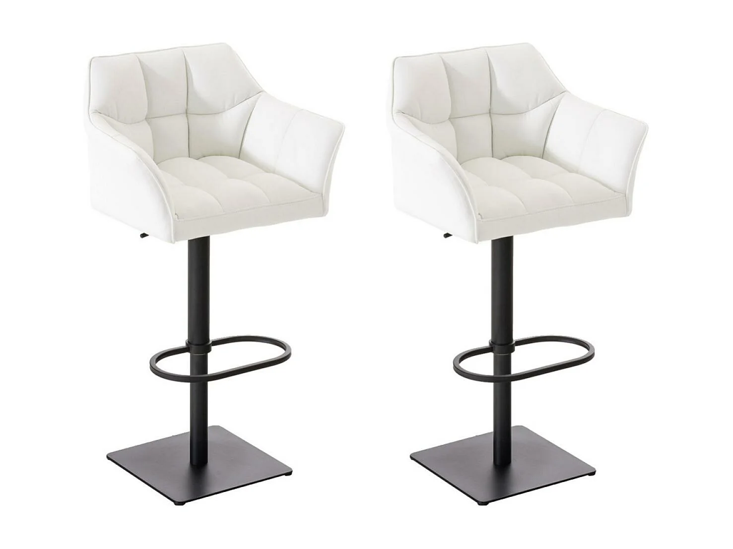 Lot de 2  Tabouret de bar - Similicuir & Noir - Blanc - Damaso