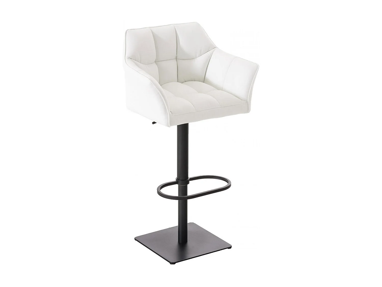 Lot de 2  Tabouret de bar - Similicuir & Noir - Blanc - Damaso