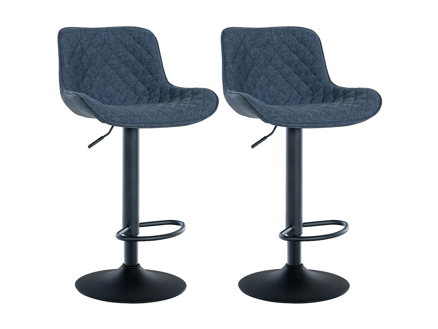 Lot de 2  Tabouret de bar - Tissu - Bleu - Minosa