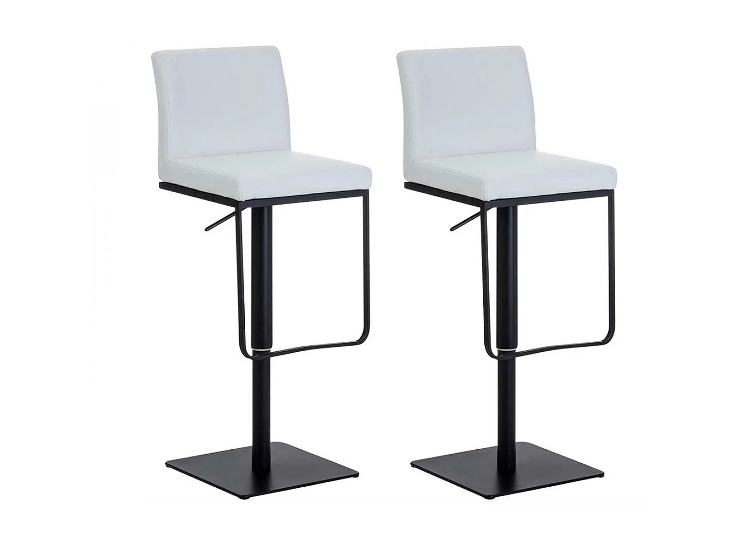 Lot de 2  Tabouret de bar - Similicuir & Noir - Blanc - Panama