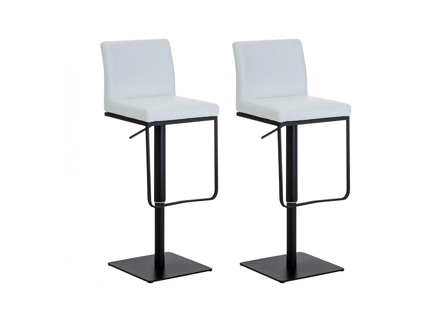 Lot de 2  Tabouret de bar - Similicuir & Noir - Blanc - Panama