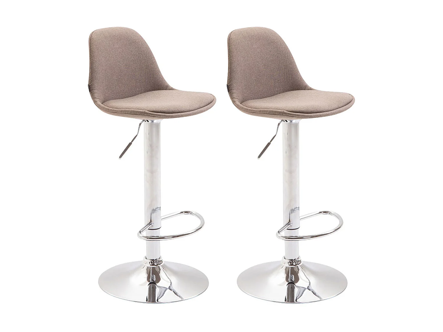 Lot de 2 Tabourets de bar - Tissu & Métal chromé - Taupe - Kiel