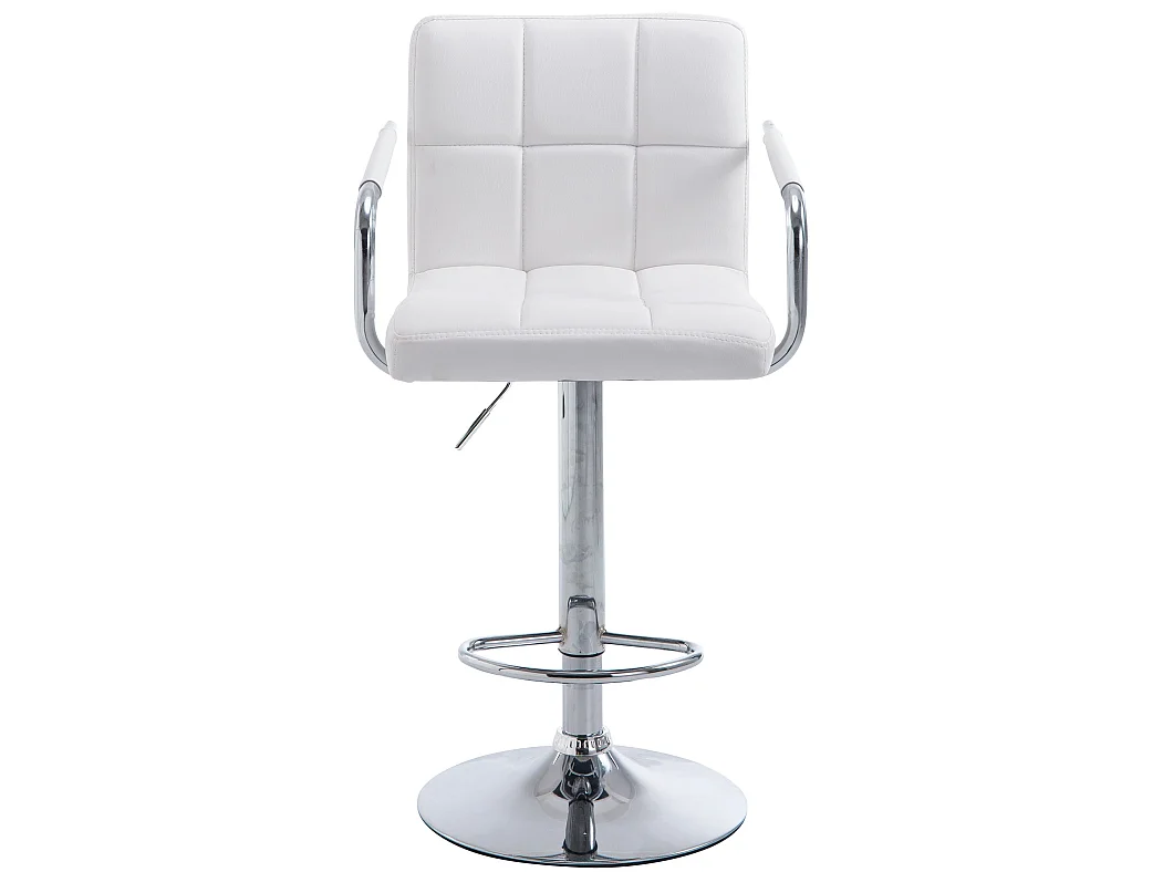 Lot de 2 Tabourets de bar - Similicuir & Métal - Blanc - Lucy V2