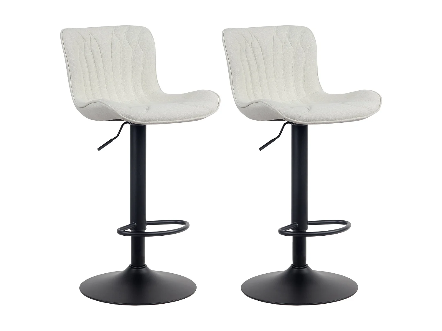 Lot de 2  Tabouret de bar - Tissu - Crème - Linus
